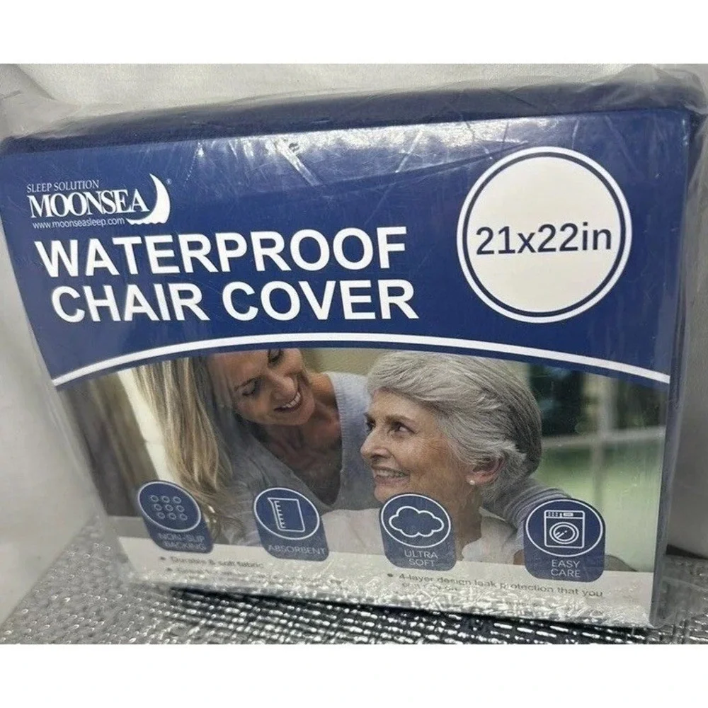 Moonsea Waterproof Chair Cover 21x22in Navy Blue Quilted Absorbent Non-Slip Pad